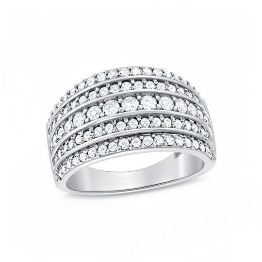 Platinum Round Cut Diamond Custom Stackable Ring K Color I3 Clarity 3EX IGI Certified