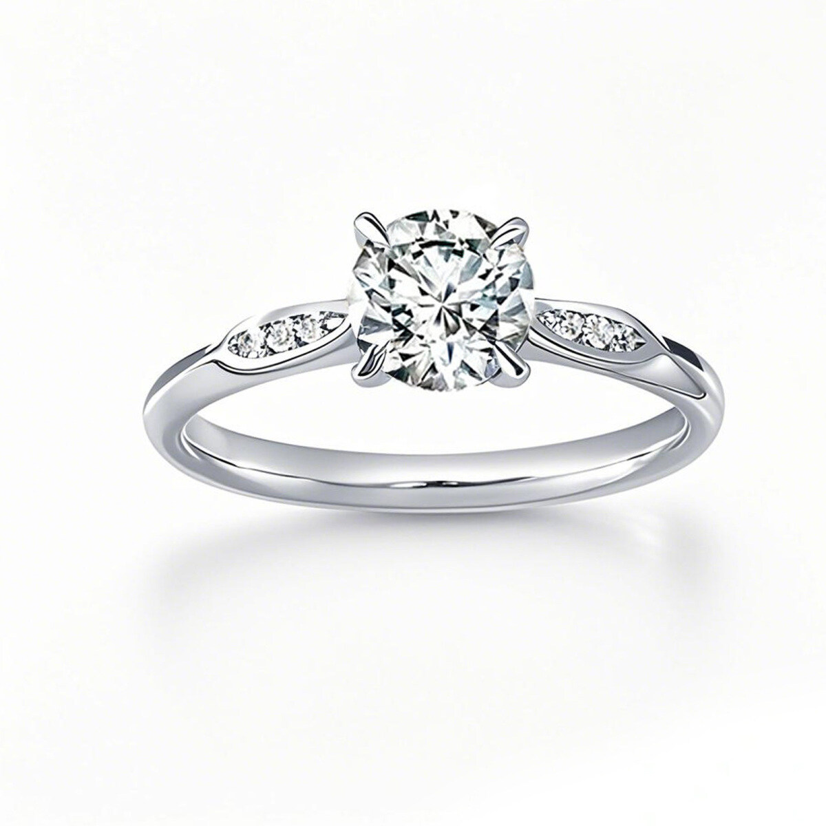 Bague de fiançailles en or blanc 10 carats avec halo de moissanite taille ronde-1