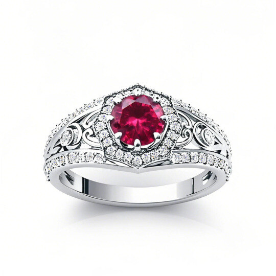 Platinum Round Cut Ivy Gemstone Vintage Rings for Women