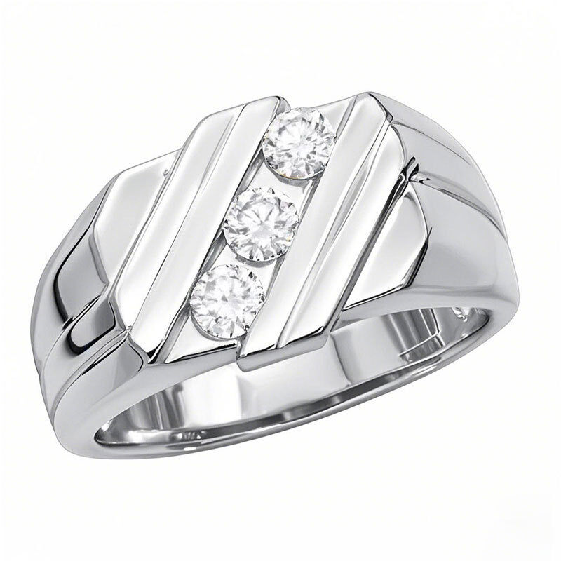 10K White Gold Round Cut Lab Created Diamond Custom Band D Color VVS Clarity 3EX IGI Certified-1