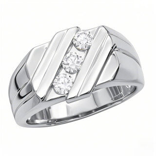 10K White Gold Round Cut Lab Created Diamond Custom Band D Color VVS Clarity 3EX IGI Certified-16