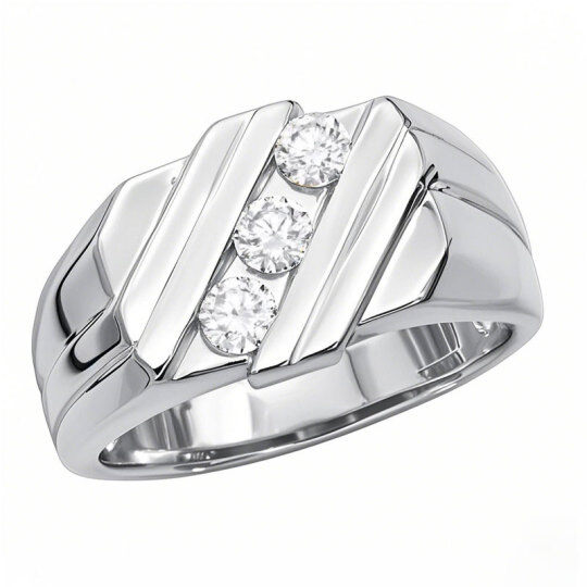 10K White Gold Round Cut Lab Created Diamond Custom Band D Color VVS Clarity 3EX IGI Certified