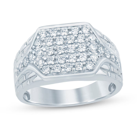 Platinum Round Cut Lab Created Diamond Custom Signet Ring for Men F Color SI2 Clarity 3EX IGI Certified
