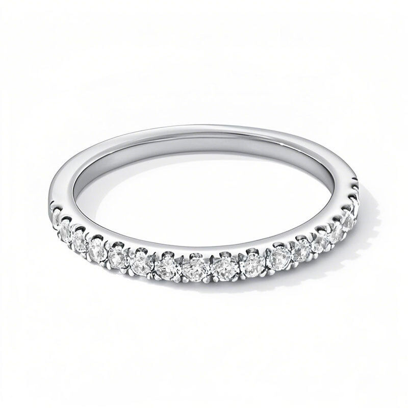 Aliança de casamento personalizada em ouro branco 10K com corte redondo e diamante criado em laboratório, cor F, clareza VS2, 3EX-1