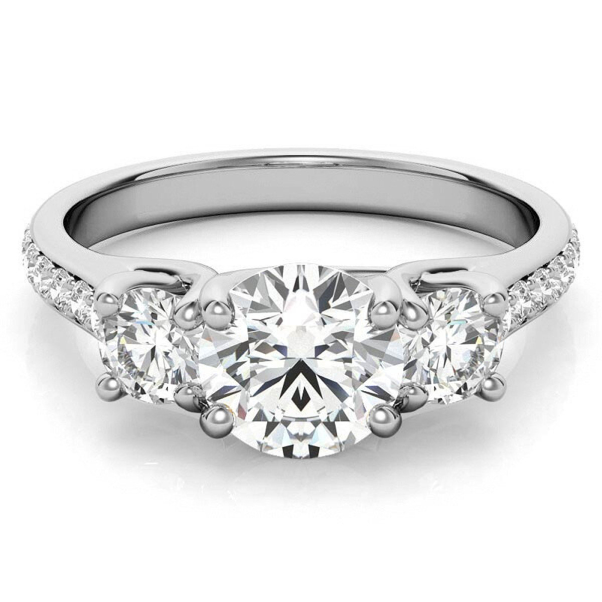 Bague de fiançailles en or blanc 14 carats avec moissanite taille ronde-1