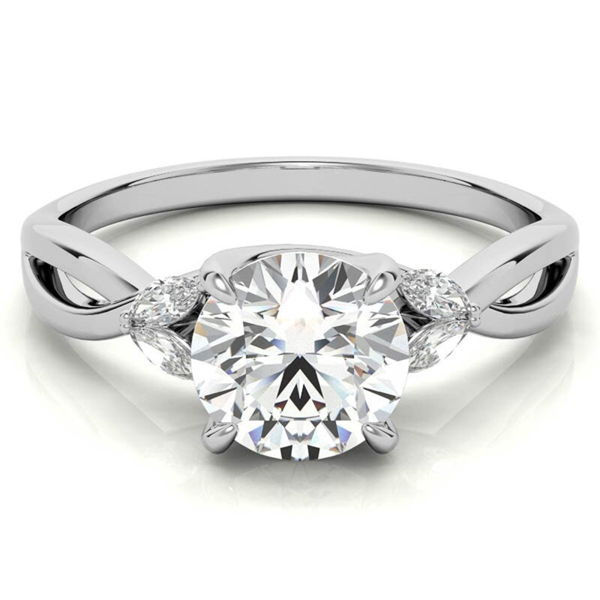 Anillo de compromiso de moissanita de corte redondo en platino-1