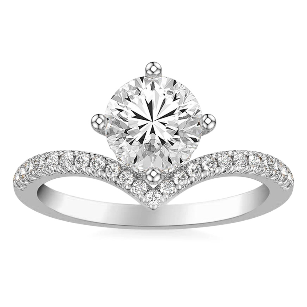 10K Rose Gold Round Cut Moissanite Engagement Ring-1