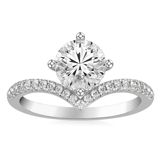 Platinum Round Cut Moissanite Engagement Ring