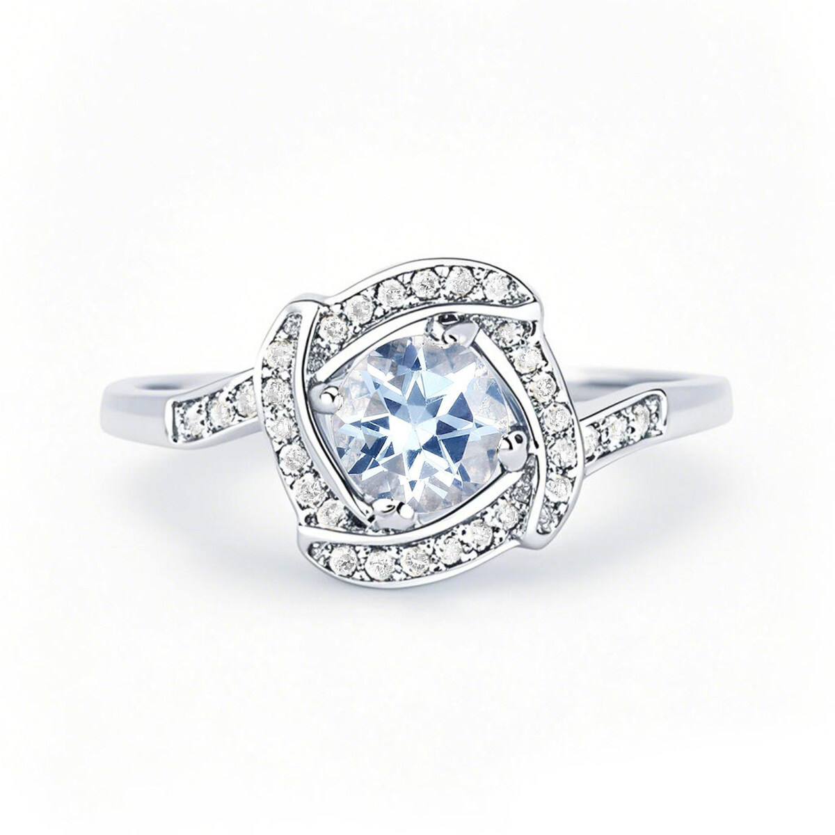 Bague en or blanc 14 carats avec moissanite taille ronde-1