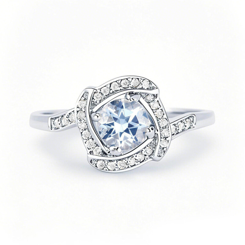 Platinring mit Moissanit im Rundschliff-1