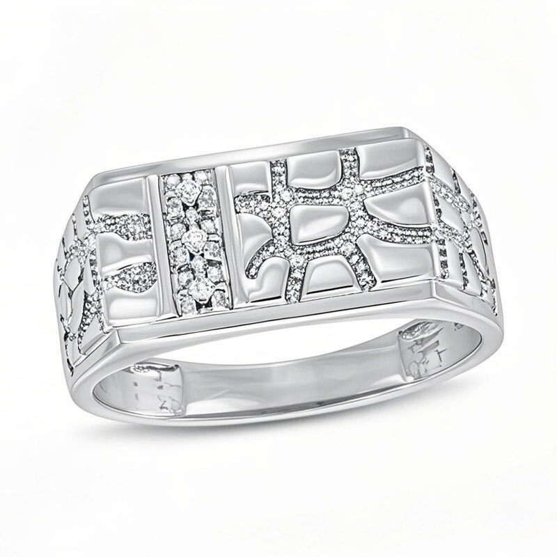 10K White Gold Round Diamond Custom Wedding Ring for Men D Color VVS1-VS1 Clarity 3EX IGI Certified-7