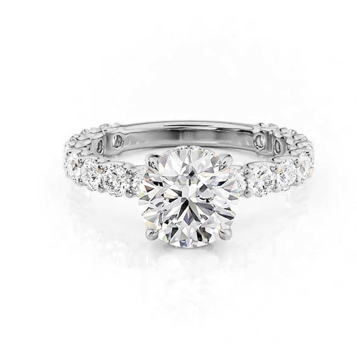 14K White Gold Round Moissanite Ring-1