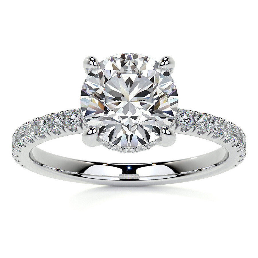 18K White Gold Round Shaped Moissanite Engagement Ring-1