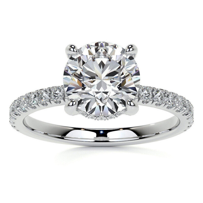 14K White Gold Round Shaped Moissanite Engagement Ring-1
