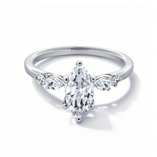 10K White Gold 1 to 3.5 CT. T.W Marquise Shaped Lab Created Diamond Engagement Ring D VVS1-VS1 Clarity 3EX IGI Certified-19