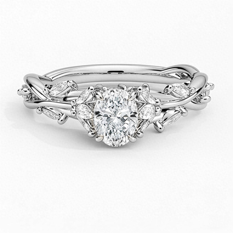 10K White Gold 1 to 3.5 CT.T.W. Oval Cut Lab Created Diamond Engagement Band 3EX IGI Certified-14