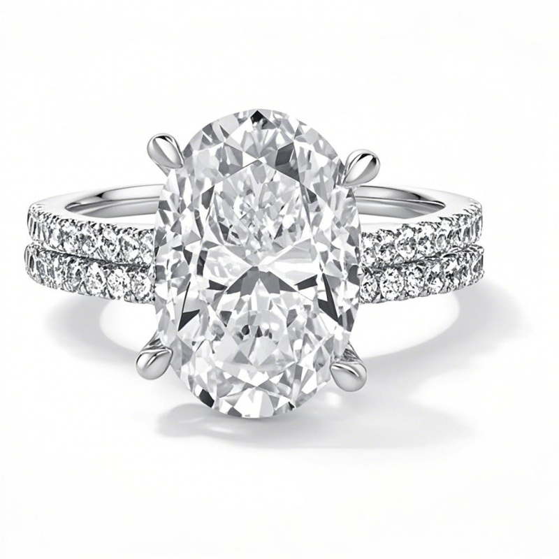 10K White Gold 1 to 3.5 CT.T.W. Oval Lab Created Diamond Custom Engagement Band D-VVS1 3EX IGI Certified-1