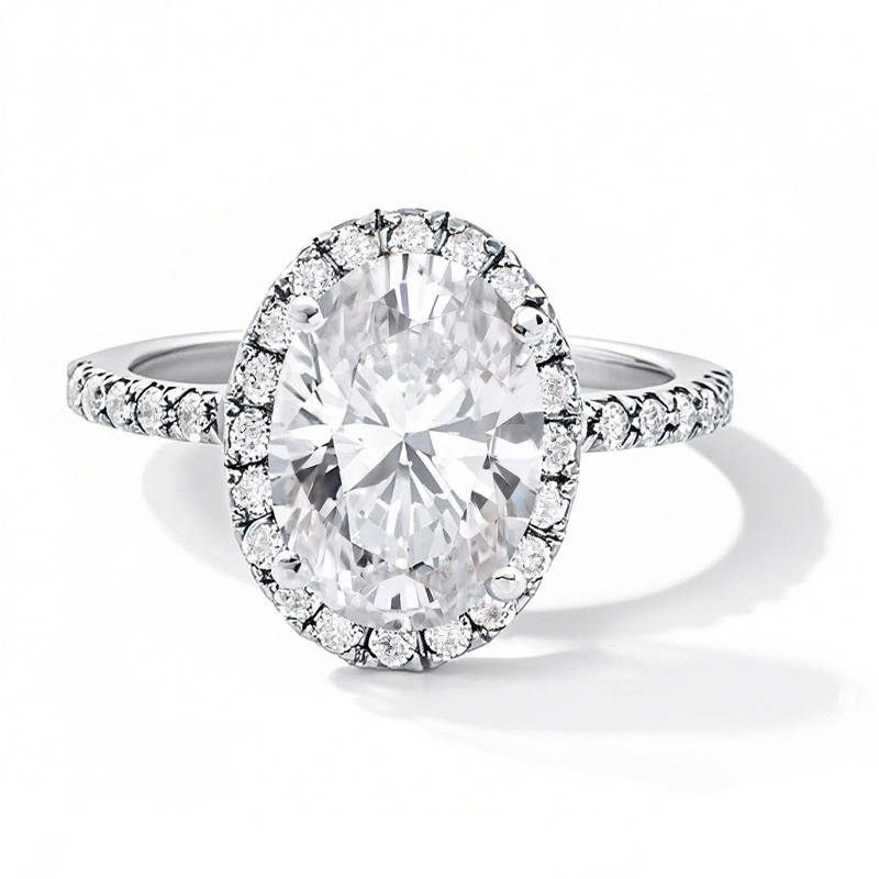 Anillo de compromiso personalizado de oro blanco de 10 quilates con diamantes ovalados creados en laboratorio de 1 a 3,5 quilates de peso total, con certificación IGI.-10