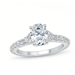 10K White Gold 1 to 3.5 CT.T.W. Oval Lab Created Diamond Engagement Ring D-VVS1 3EX IGI Certified-14