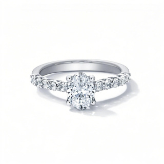 10K White Gold 1 to 3.5 CT.T.W. Oval Lab Created Diamond Engagement Ring D VVS1 Clarity 3EX IGI Certified-19