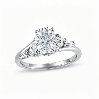 10K White Gold 1 to 3.5 CT.T.W. Oval Lab Created Diamond Engagement Ring D VVS1-VS1 3EX IGI Certified-15