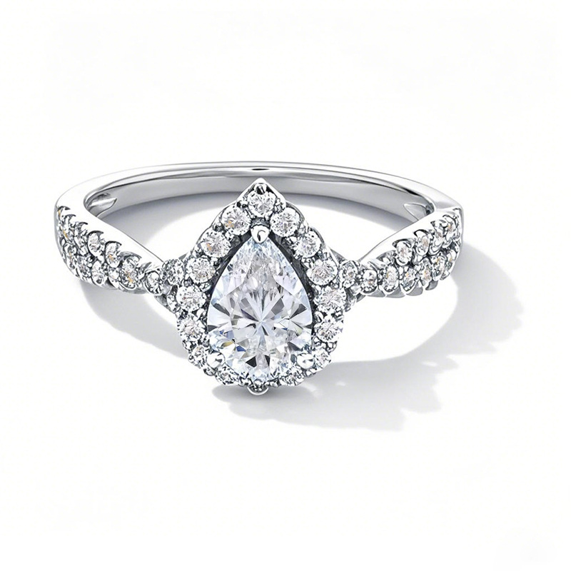 10K White Gold 1 to 3.5 CT.T.W. Pear Cut Lab Created Diamond Engagement Ring D VVS1-VS1 3EX IGI Certified-1