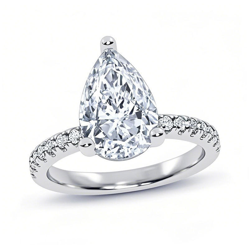 Platinum 1 to 3.5 CT. T.W Pear Cut Cut Lab Created Diamond Engagement Ring D VVS1-VS1 Clarity 3EX IGI Certified-1