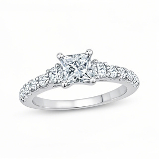 10K White Gold 1 to 3.5 CT. T.W Princess Lab Created Diamond Engagement Ring D VVS1-VS1 Clarity 3EX IGI Certified-9