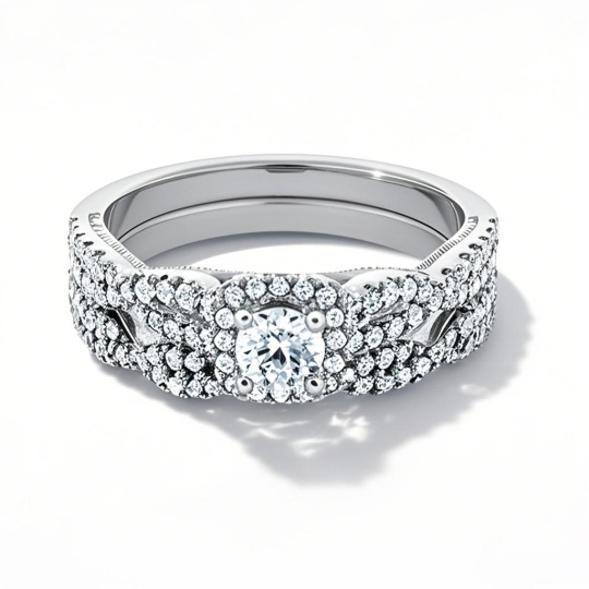10K White Gold 1 to 3.5 CT. T.W Round Cut Lab Created Diamond Engagement Ring D VS1-VVS1 Clarity 3EX IGI Certified