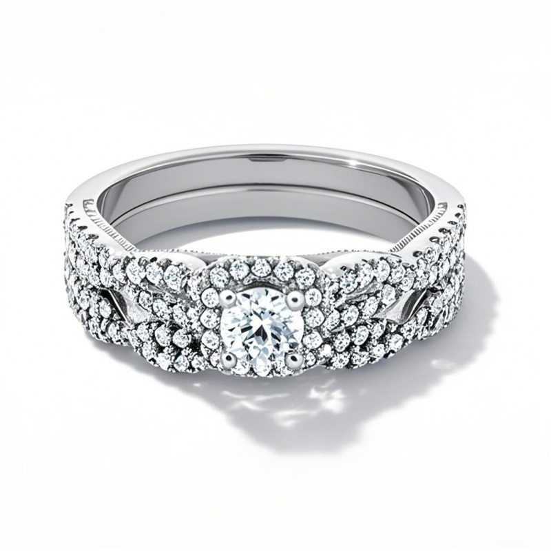 Anillo de compromiso de oro blanco de 10 quilates con diamantes de talla redonda de 1 a 3,5 quilates, creado en laboratorio, claridad D VS1-VVS1, certificado IGI 3EX.-18