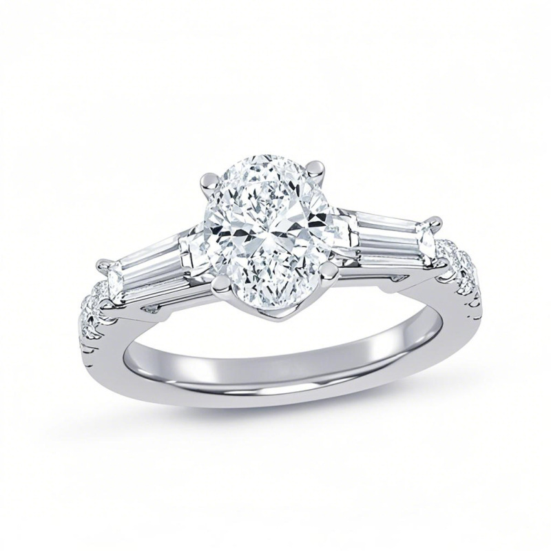 Anello di fidanzamento in oro bianco 10 carati con diamante creato in laboratorio, taglio rotondo T.W., purezza D VVS1-VS1, certificato IGI 3EX, da 1 a 3,5 ct.-16