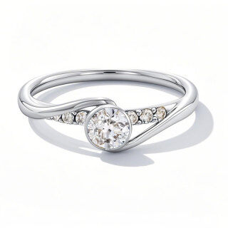 10K White Gold 1 to 3.5 CT.T.W. Round Lab Created Diamond Custom Engagement Ring D Color VVS1 Clarity 3EX IGI Certified-18