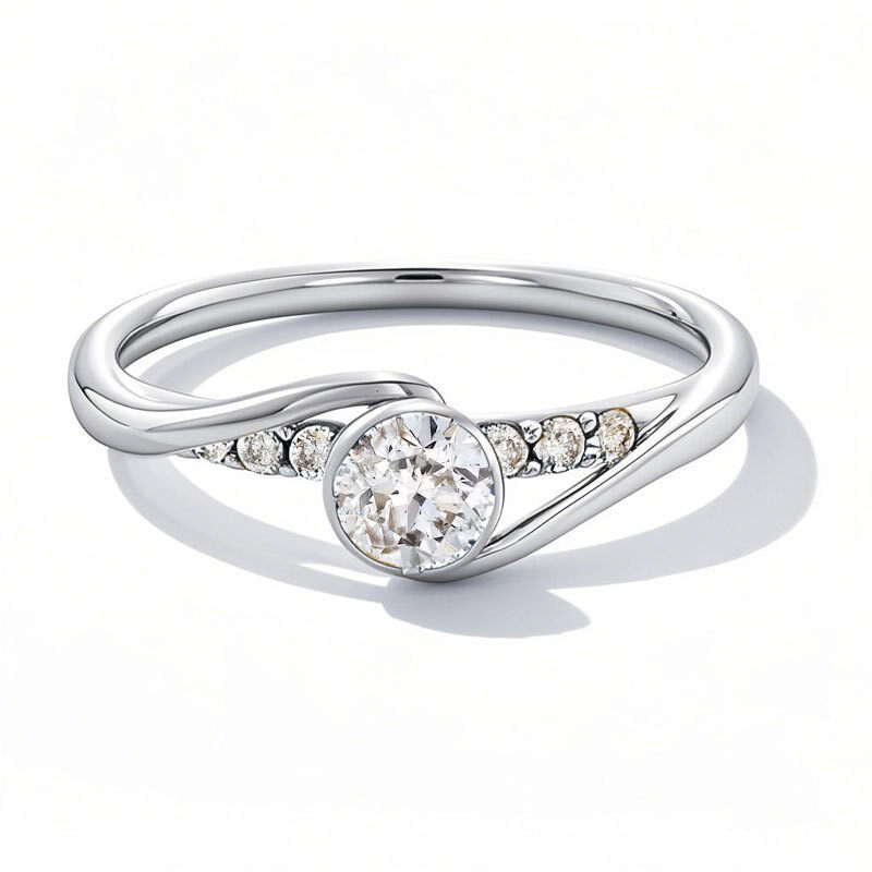 Anillo de compromiso personalizado de oro blanco de 10 quilates con diamantes redondos creados en laboratorio de 1 a 3,5 quilates de peso total, color D, claridad VVS1, certificado IGI 3EX.-19