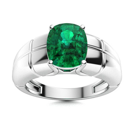 Platinum 2 to 7 CT Cushion Cut Emerald Engagement Band for Men