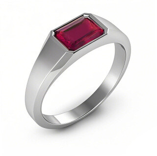10K White Gold 1 to 5 CT Emerald Cut Gemstone Custom Engagement Band for Men for Birthday Anniversary Christmas-16