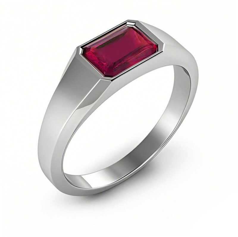 Aliança de noivado personalizada em ouro branco 10K, 1 a 5 ct, com lapidação esmeralda, para homens, para aniversário, aniversário, Natal-10