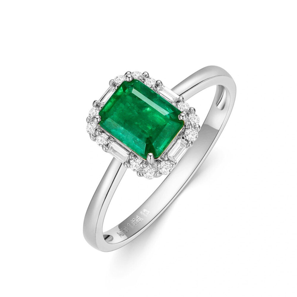 10K White Gold 1 to 5 CT Emerald Square Ring-1