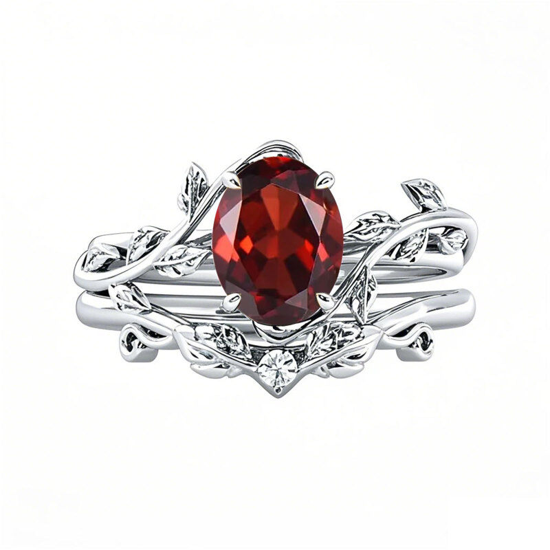 Conjunto de aliança de noivado em ouro branco 18K 1,1 a 5,1 CT.T.W. com pedra preciosa de lapidação oval Lvy-1