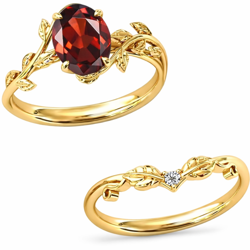 Verlobungsring-Set aus 14-karätigem Weißgold mit oval geschliffenen Edelsteinen (1,1 bis 5,1 Karat Gesamtgewicht)-3