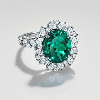 10K White Gold 2 to 7 CT Oval Cut Lab Created Emerald Engagement Ring-20