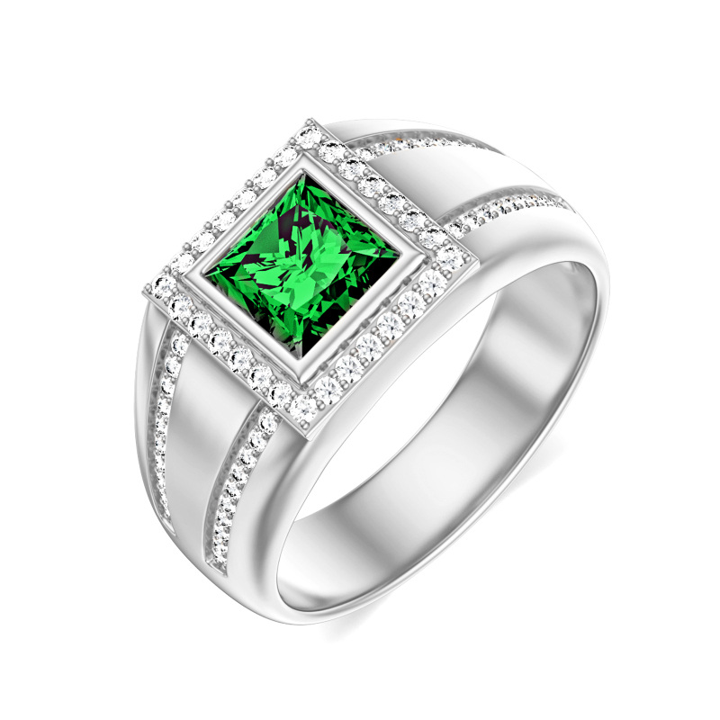 10K White Gold 1 to 5 CT Princess Cut Cut Lab Created Emerald Engagement Band-10