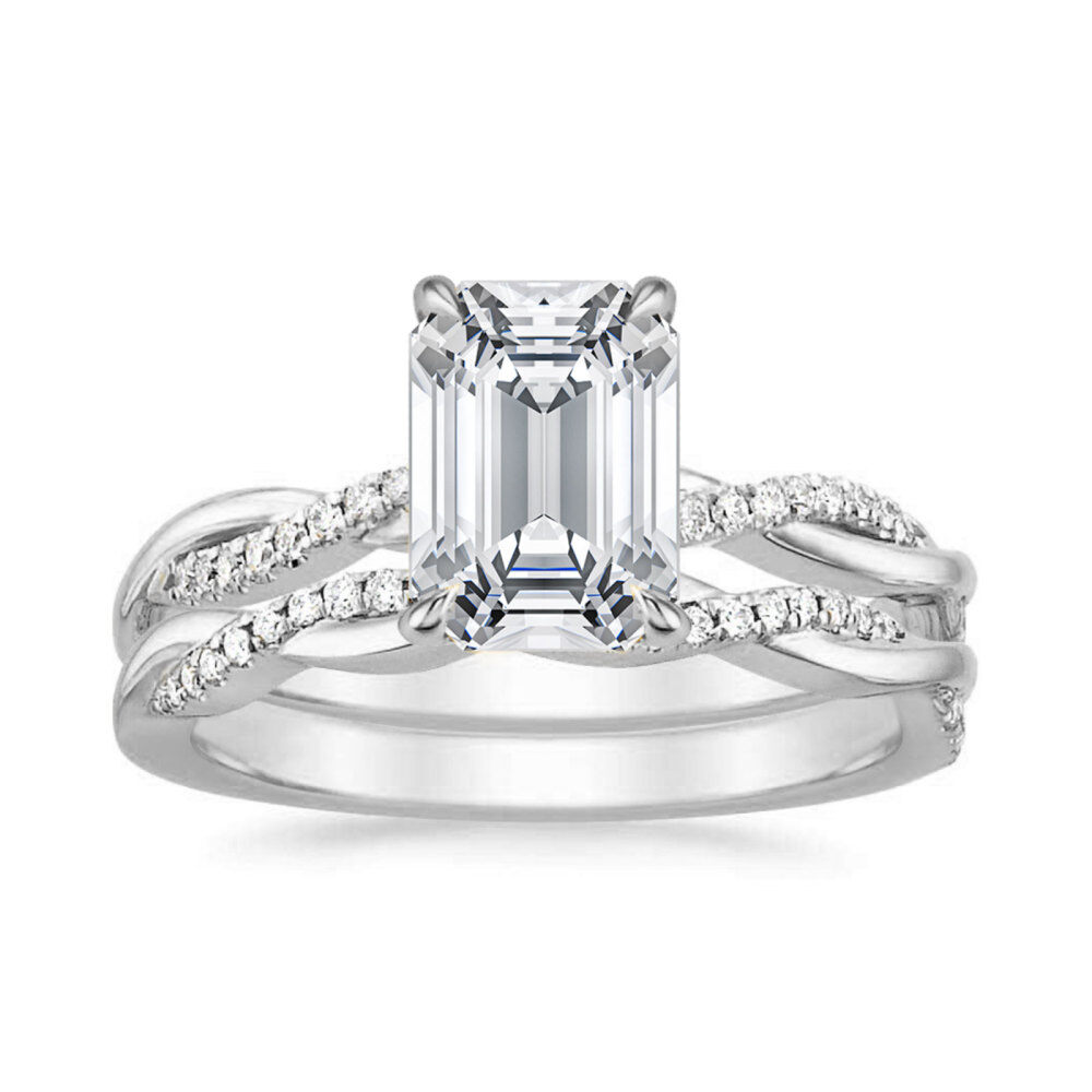 Anel de aniversário de casamento com corte princesa de moissanite em ouro branco 10K de 2 a 5,5 CT.T.W.-1