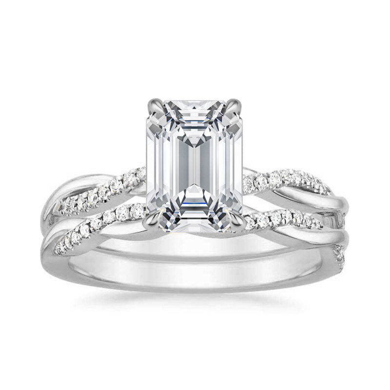10K White Gold 2 to 5.5 CT.T.W. Princess Cut Moissanite Bridal Set Anniversary Ring-8