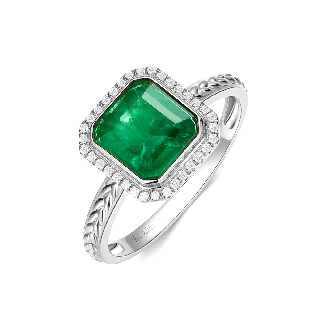 10K White Gold 1 to 5 CT Princess Cut Shaped Emerald Square Ring-1