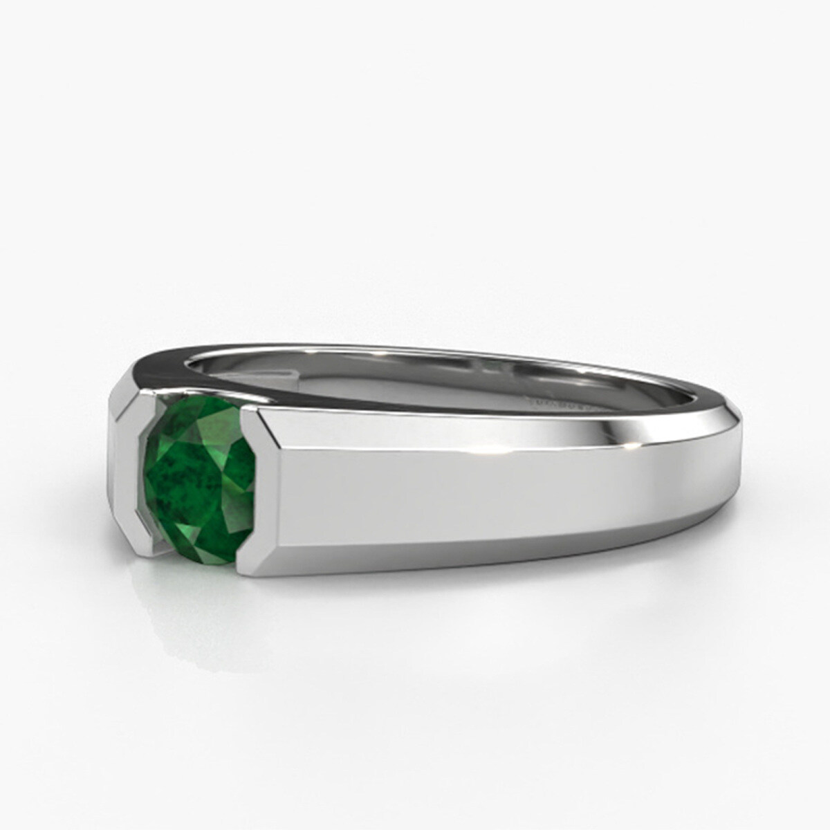 Platinum 1 to 5 CT Round Cut Emerald & Gemstone Engagement Ring for Men-1