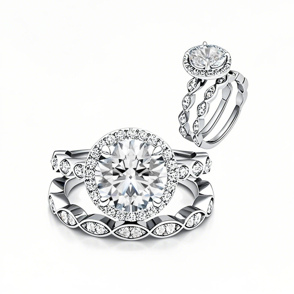 10K White Gold 2 to 5.5 CT.T.W. Round Cut Moissanite Anniversary Engagement Band-1