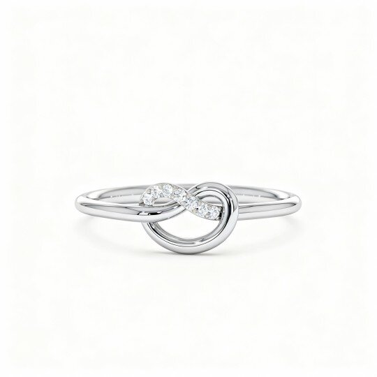 Anel de casamento personalizado em ouro branco de 10 quilates com diamante de 0,04 ct, cor G, clareza SI, 3EX.