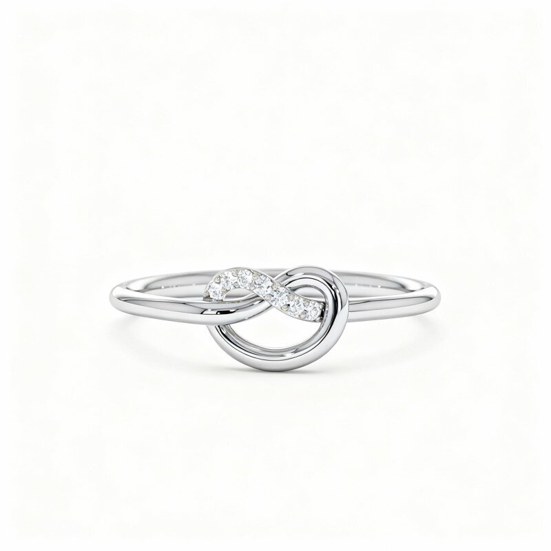 Anel de casamento personalizado em ouro branco de 10 quilates com diamante de 0,04 ct, cor G, clareza SI, 3EX.-1