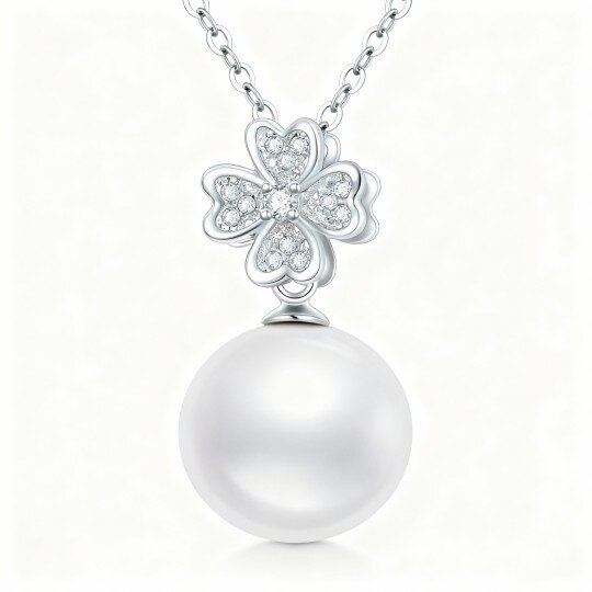 Colar de pérolas em ouro branco de 10 quilates, 40,6 cm (16 polegadas) com extensor de 2,5 cm (1 polegada).