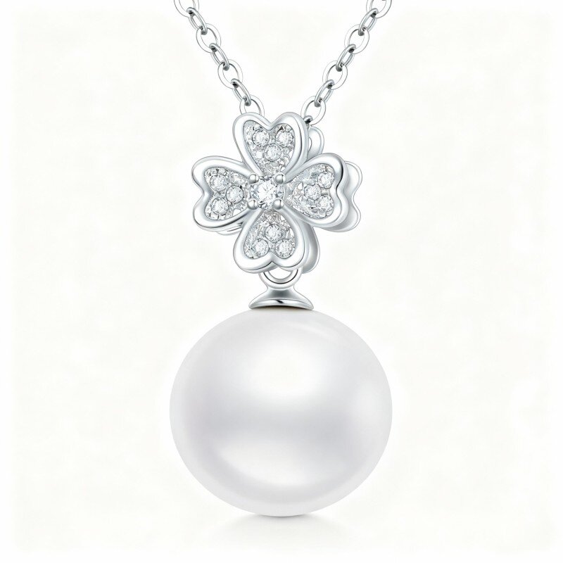 Colar de pérolas em ouro branco de 10 quilates, 40,6 cm (16 polegadas) com extensor de 2,5 cm (1 polegada).-2